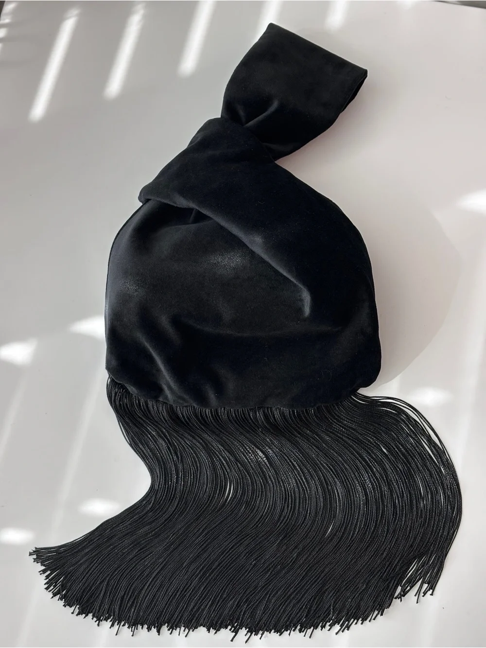 Velvet Wristlet Knot Black Mini fringe Bag clutch